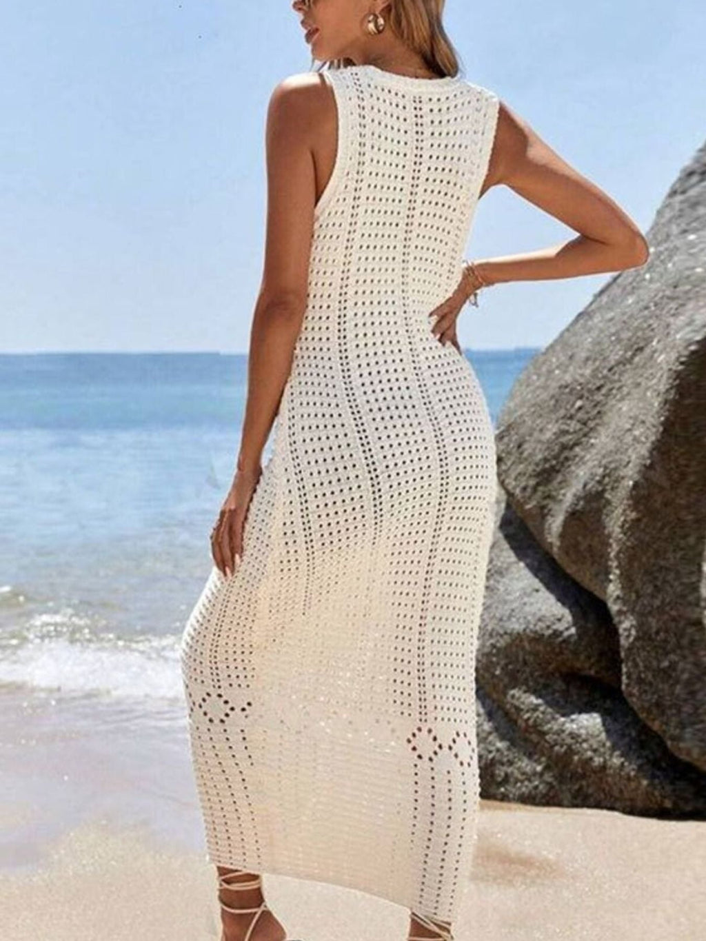 Sleeveless Crochet Knit Dress