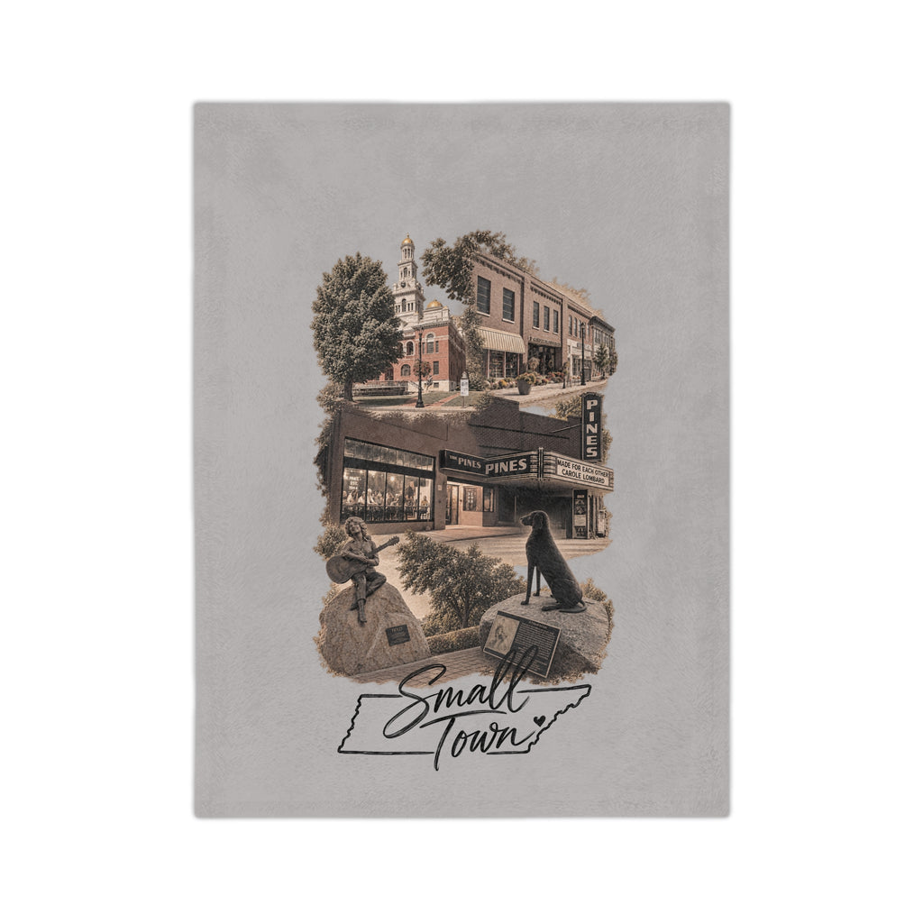 Small Town Dolly Sevierville TN Velveteen Microfiber Blanket | Townscape nostalgia throw