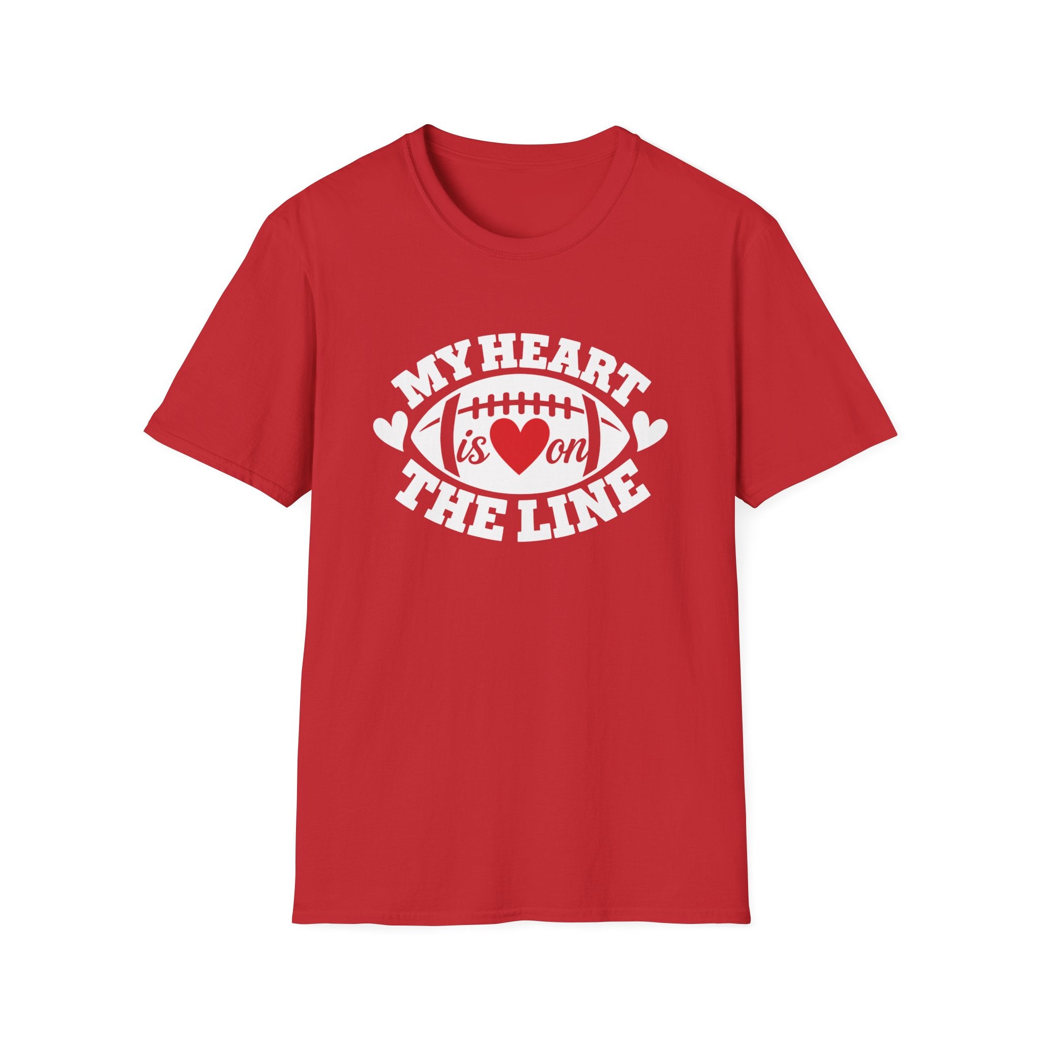 My Heart Is On The Line Football T-Shirt — Heart & Football Fan Tee