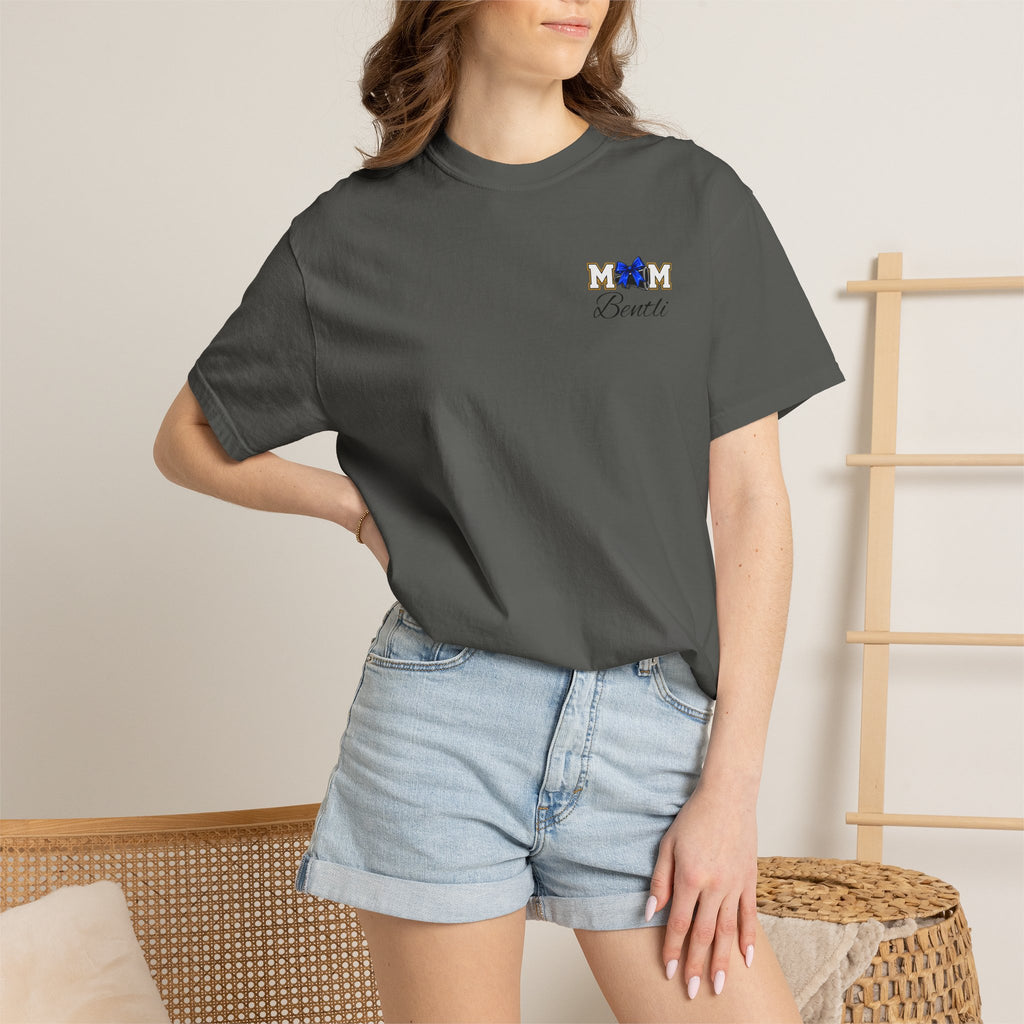 Cheer Mom T-Shirt — Cheerleading Mom Tee with Pom Poms & Megaphone Design