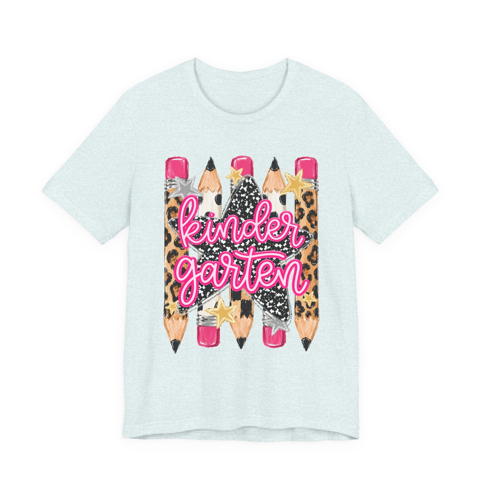 Kindergarten Pencils T-Shirt — Cute Leopard Print School Tee