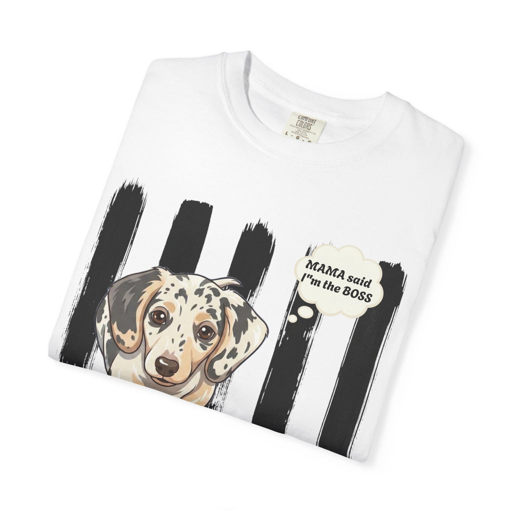Comfort Colors “Mama Said I’m the Boss” Dachshund Shirt | Funny Dog Graphic Tee