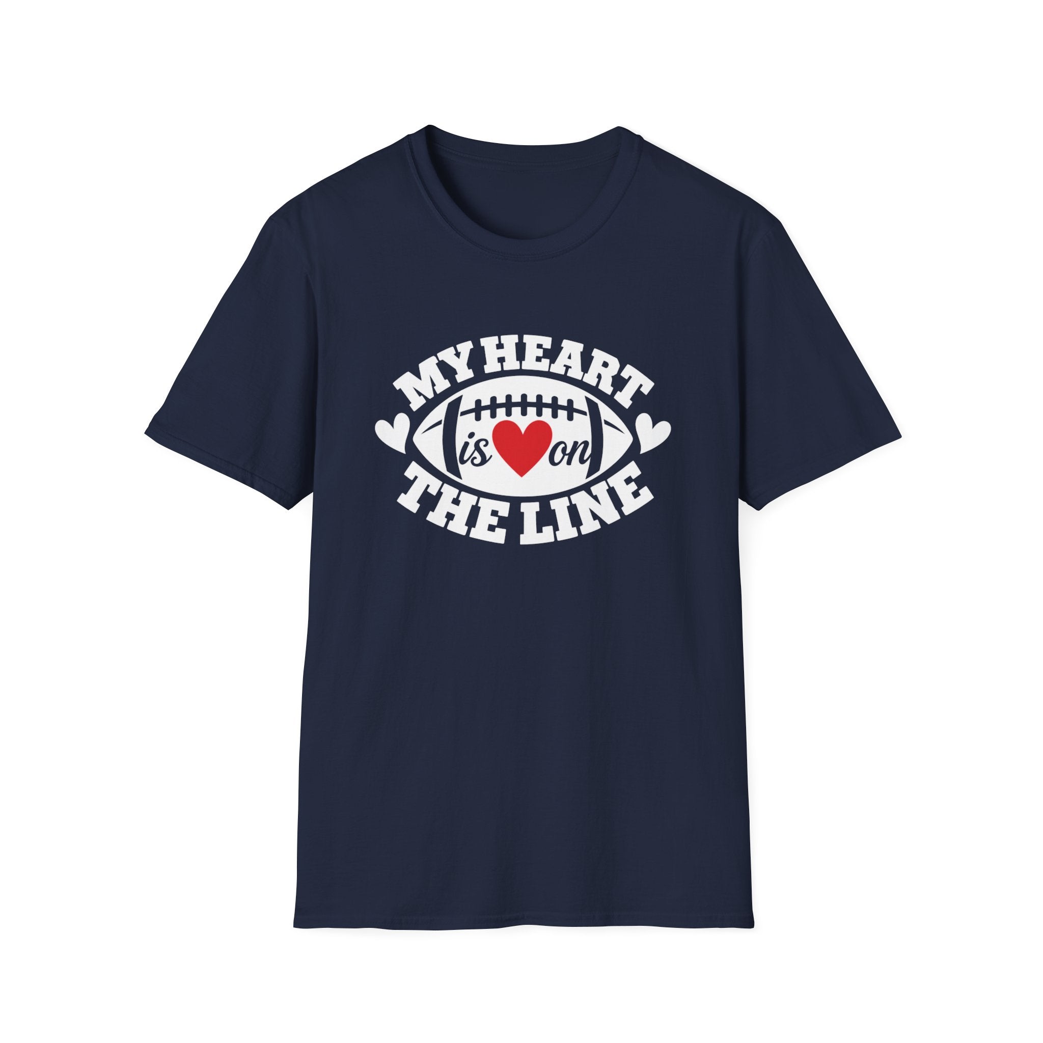 My Heart Is On The Line Football T-Shirt — Heart & Football Fan Tee