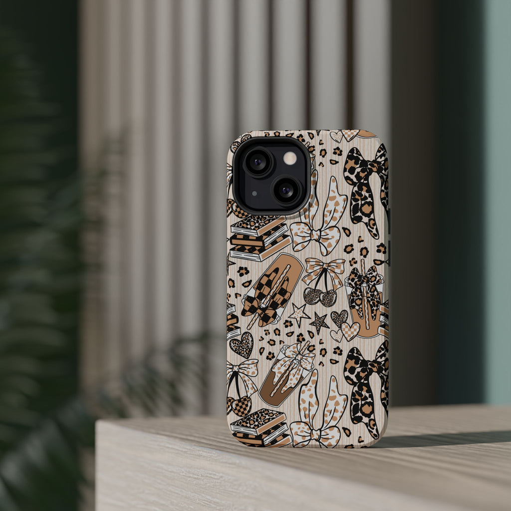 Cheetah bows iced coffee love Magnetic Impact-Resistant Cases