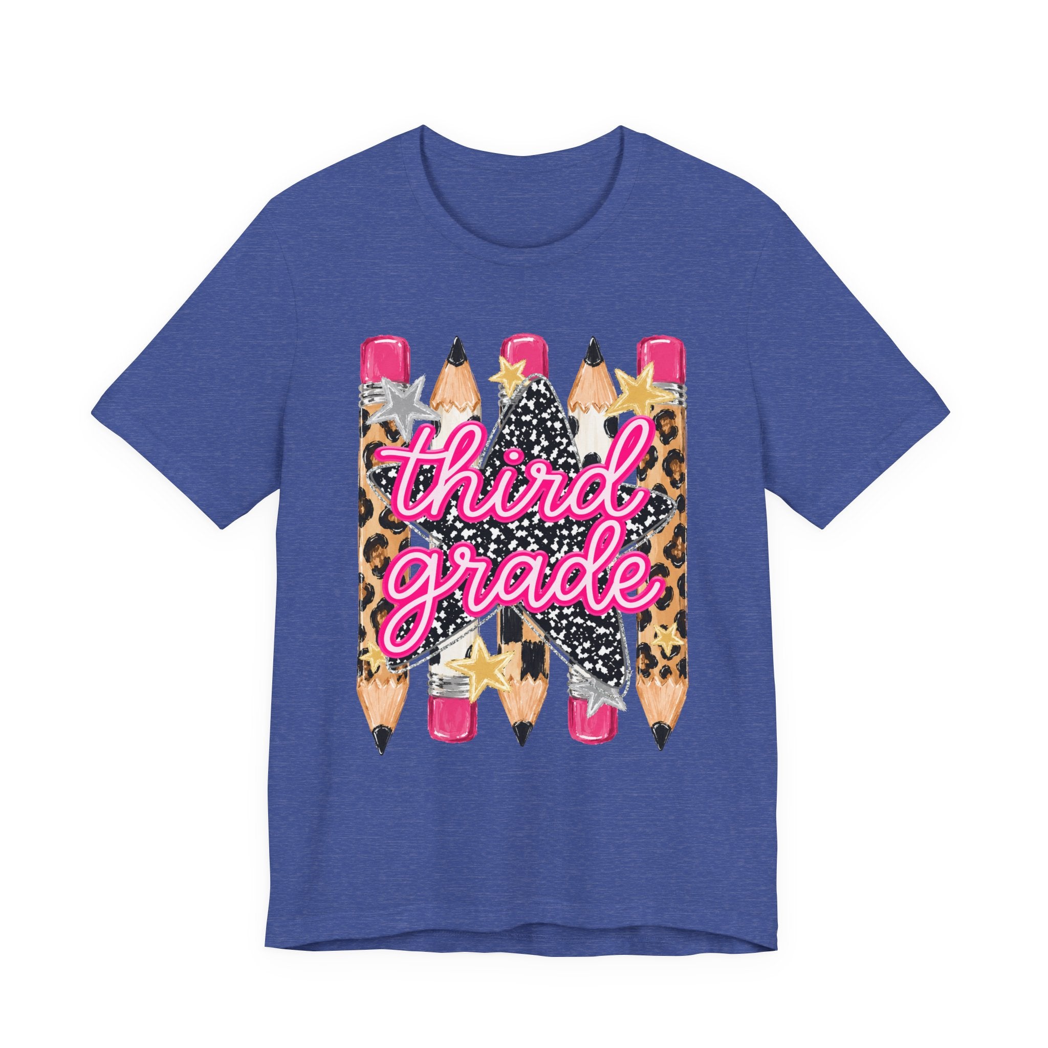 Third Grade Pencils T‑Shirt — Leopard & Glitter Back-to-School Tee