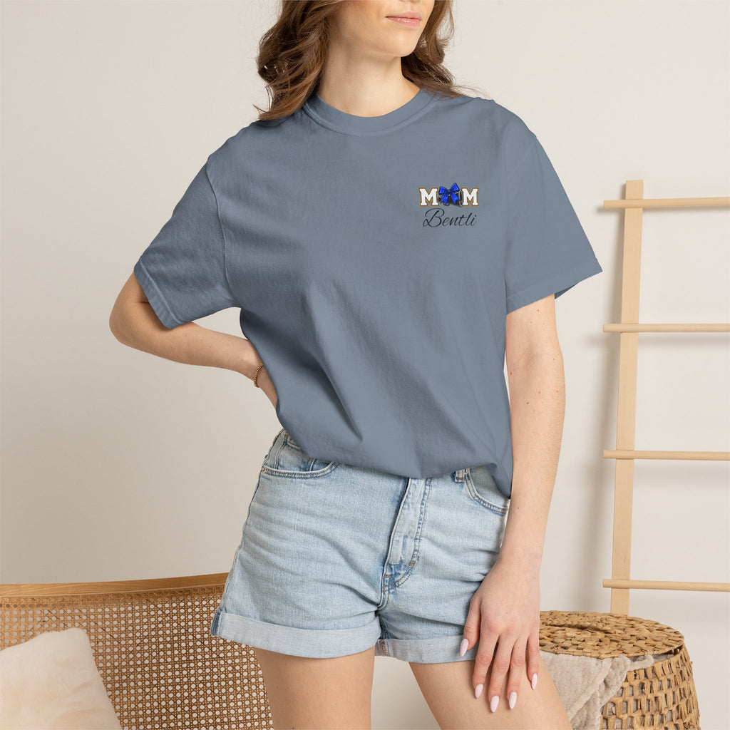 Cheer Mom T-Shirt — Cheerleading Mom Tee with Pom Poms & Megaphone Design