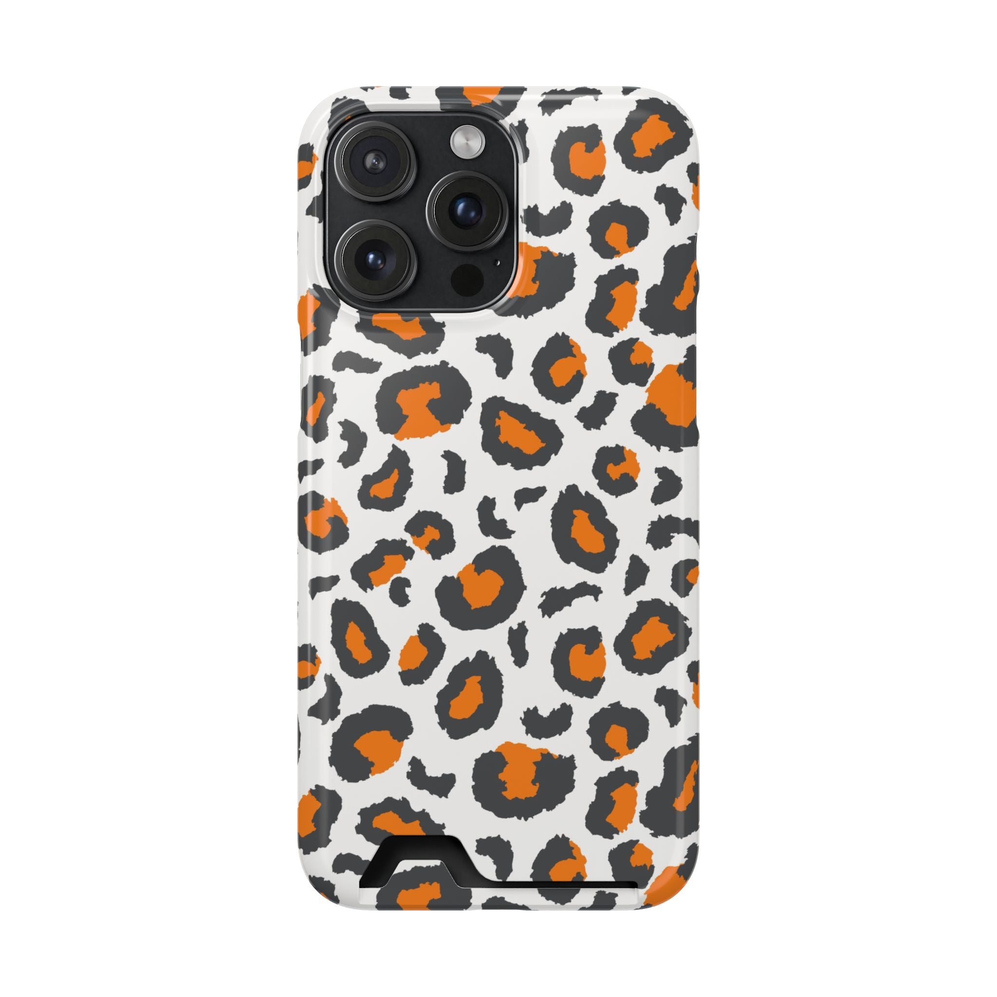 Orange white and grey cheetah print Phone Case With Card Holder, Tennessee Vols colors phone case