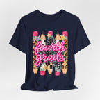 Fourth Grade Pencil Tee — Leopard & Glitter Back-to-School Shirt