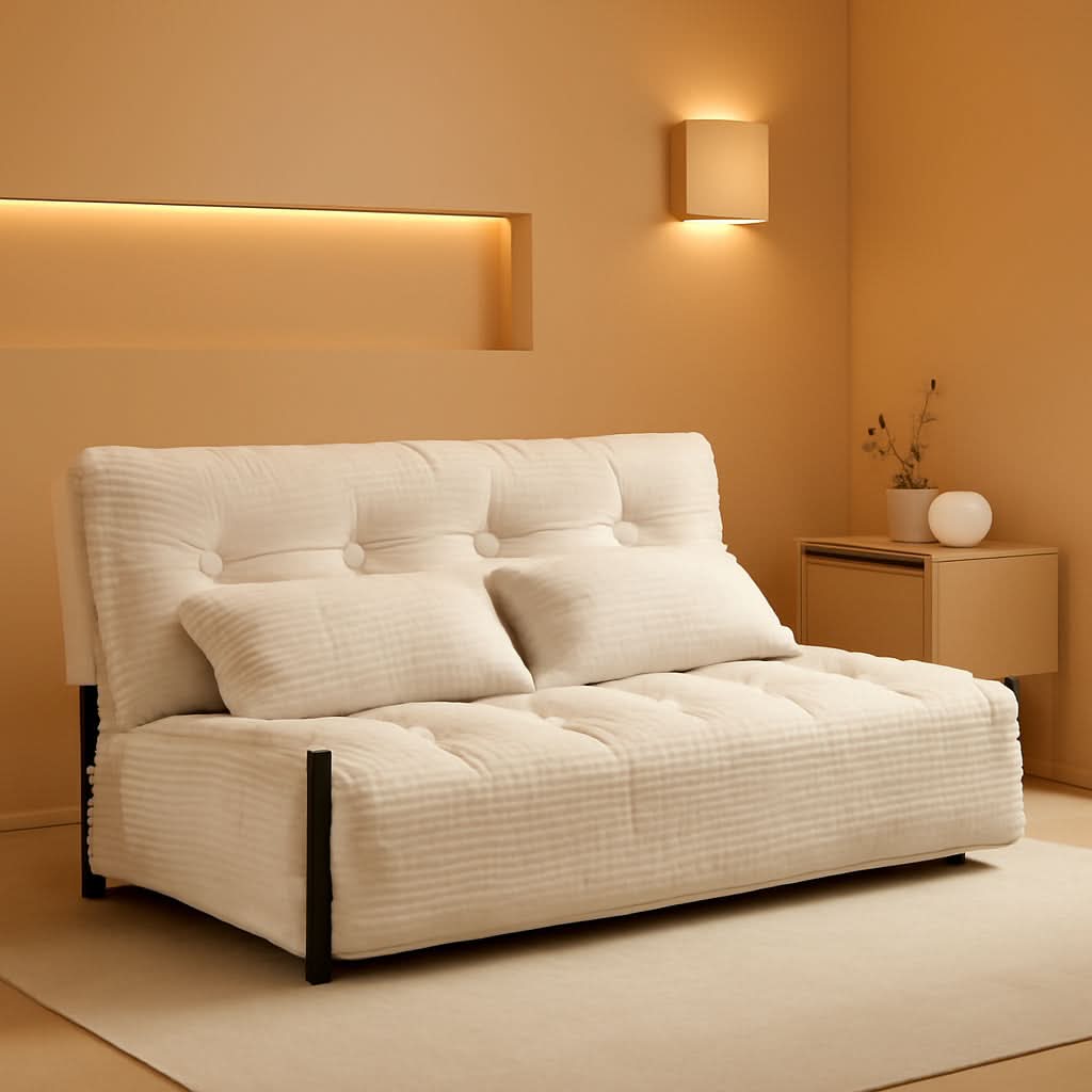 Beige Adjustable Floor Sofa Couch Foldable Sleeper