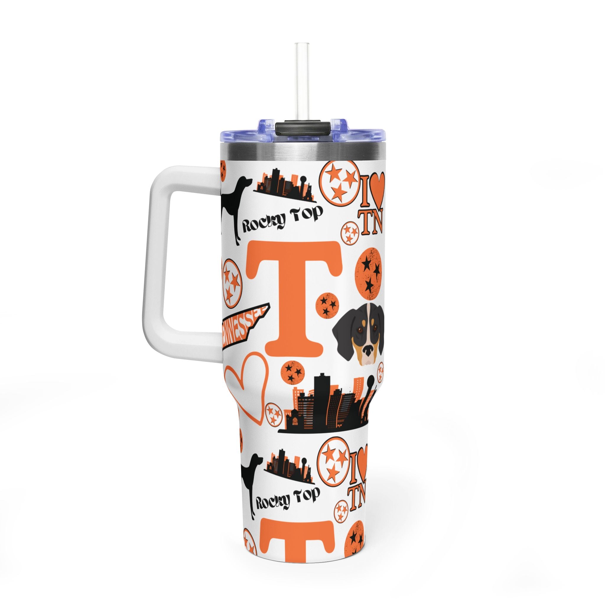 Tennessee Vols Collage 40oz Tumbler | Dog, Heart, City Icons TN fan cup