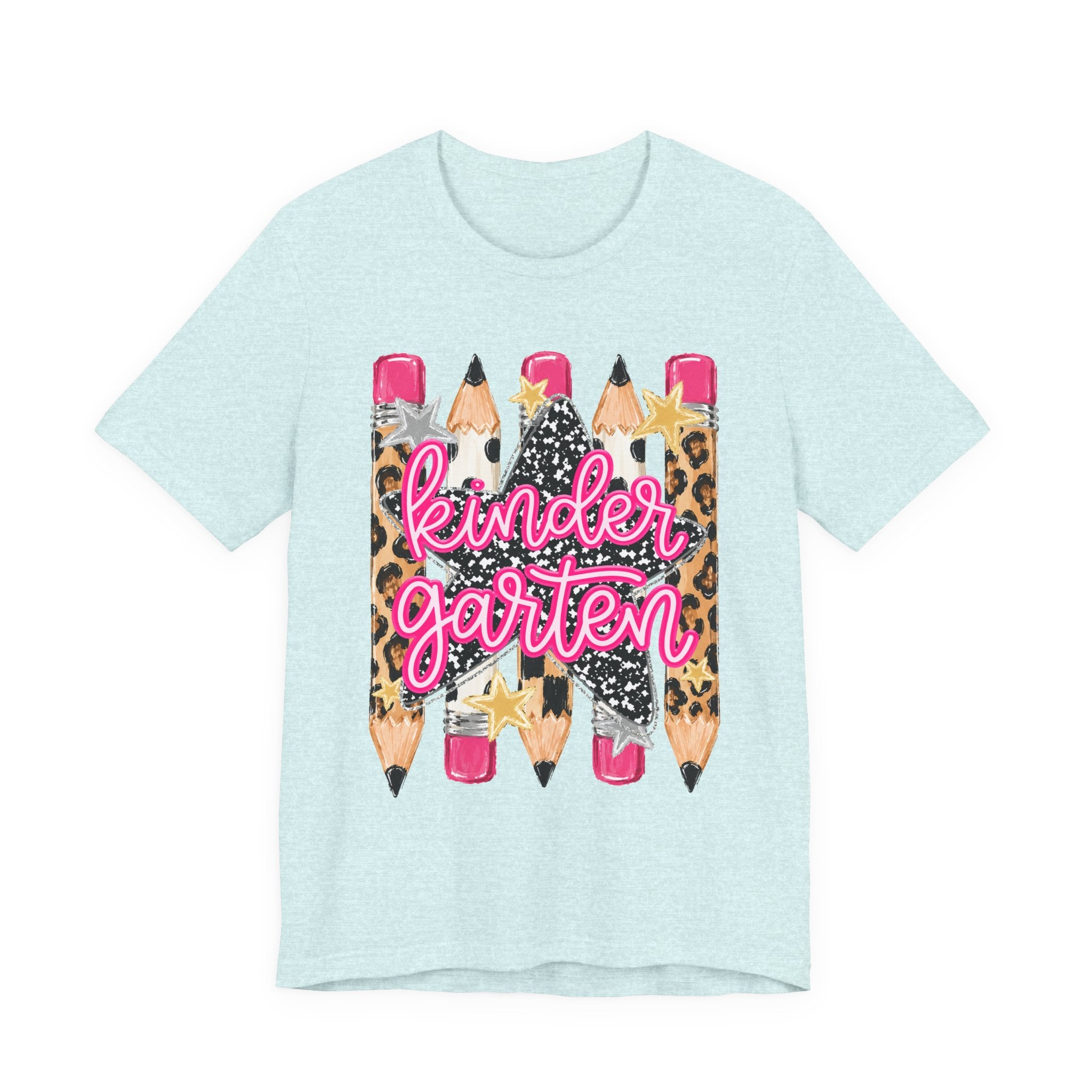 Kindergarten Pencils T-Shirt — Cute Leopard Print School Tee