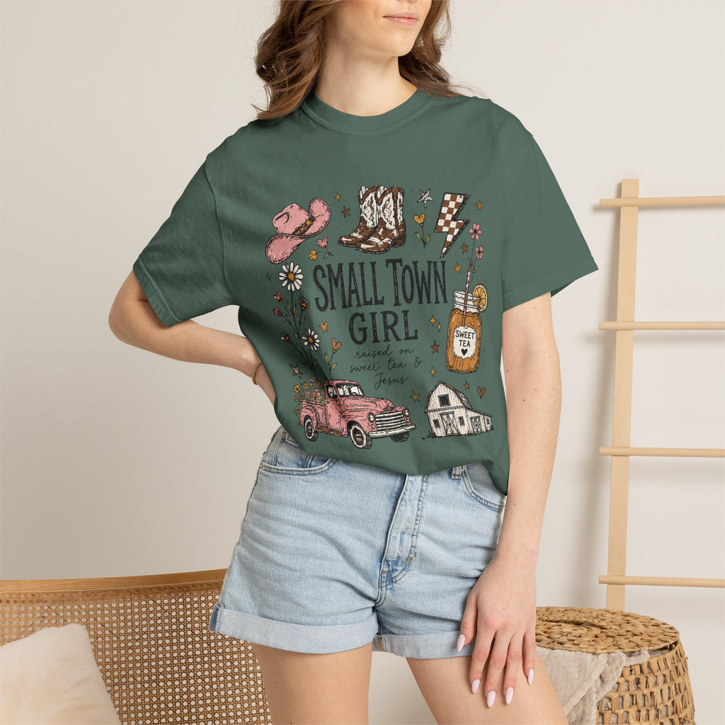 Small town girl , Jesus and sweet tea girl, comfort colors tee