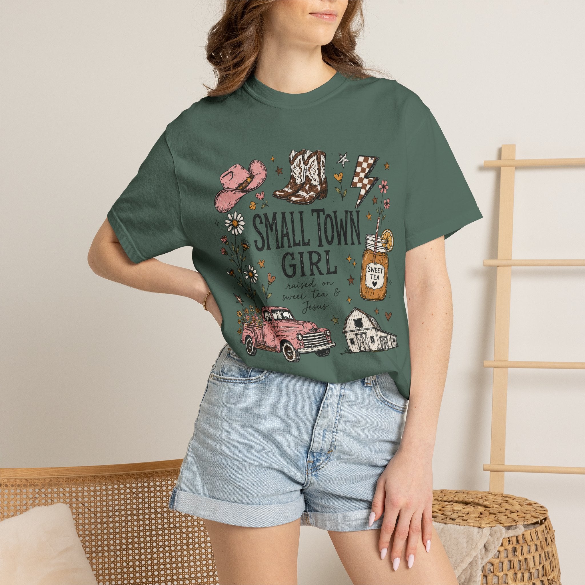 Small town girl , Jesus and sweet tea girl, comfort colors tee