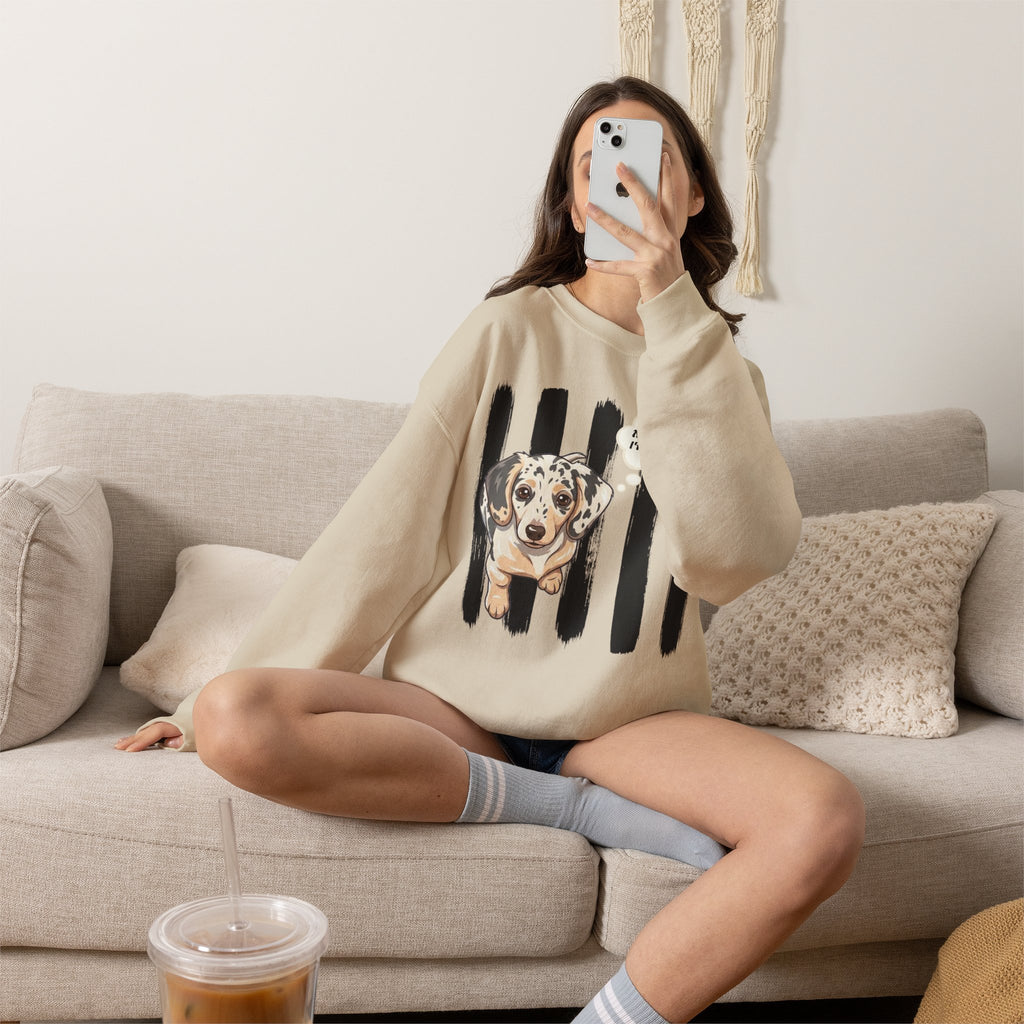 Dachshund Mom Crewneck Sweatshirt – “Mama Said I’m the Boss” Dog Lover Pullover
