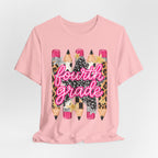 Fourth Grade Pencil Tee — Leopard & Glitter Back-to-School Shirt