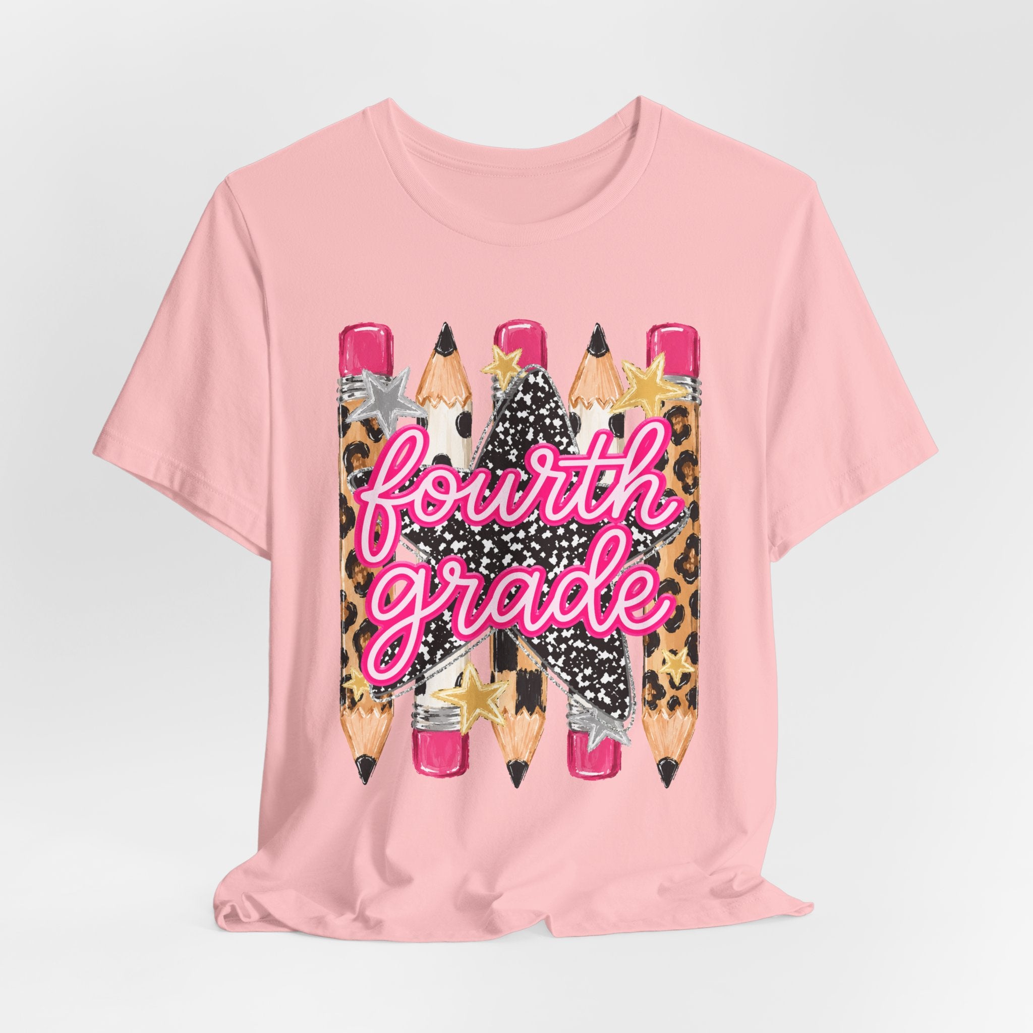 Fourth Grade Pencil Tee — Leopard & Glitter Back-to-School Shirt