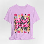 Third Grade Pencils T‑Shirt — Leopard & Glitter Back-to-School Tee