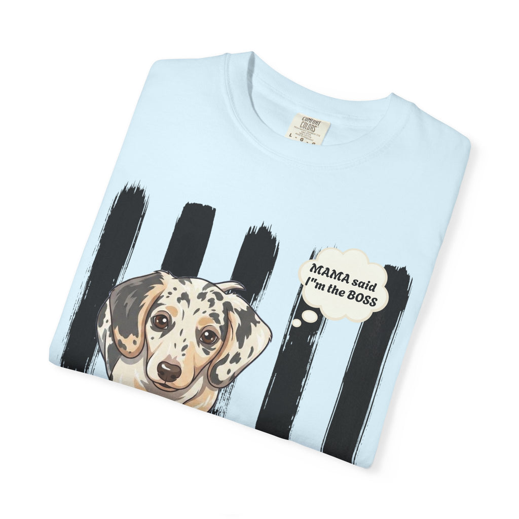 Comfort Colors “Mama Said I’m the Boss” Dachshund Shirt | Funny Dog Graphic Tee