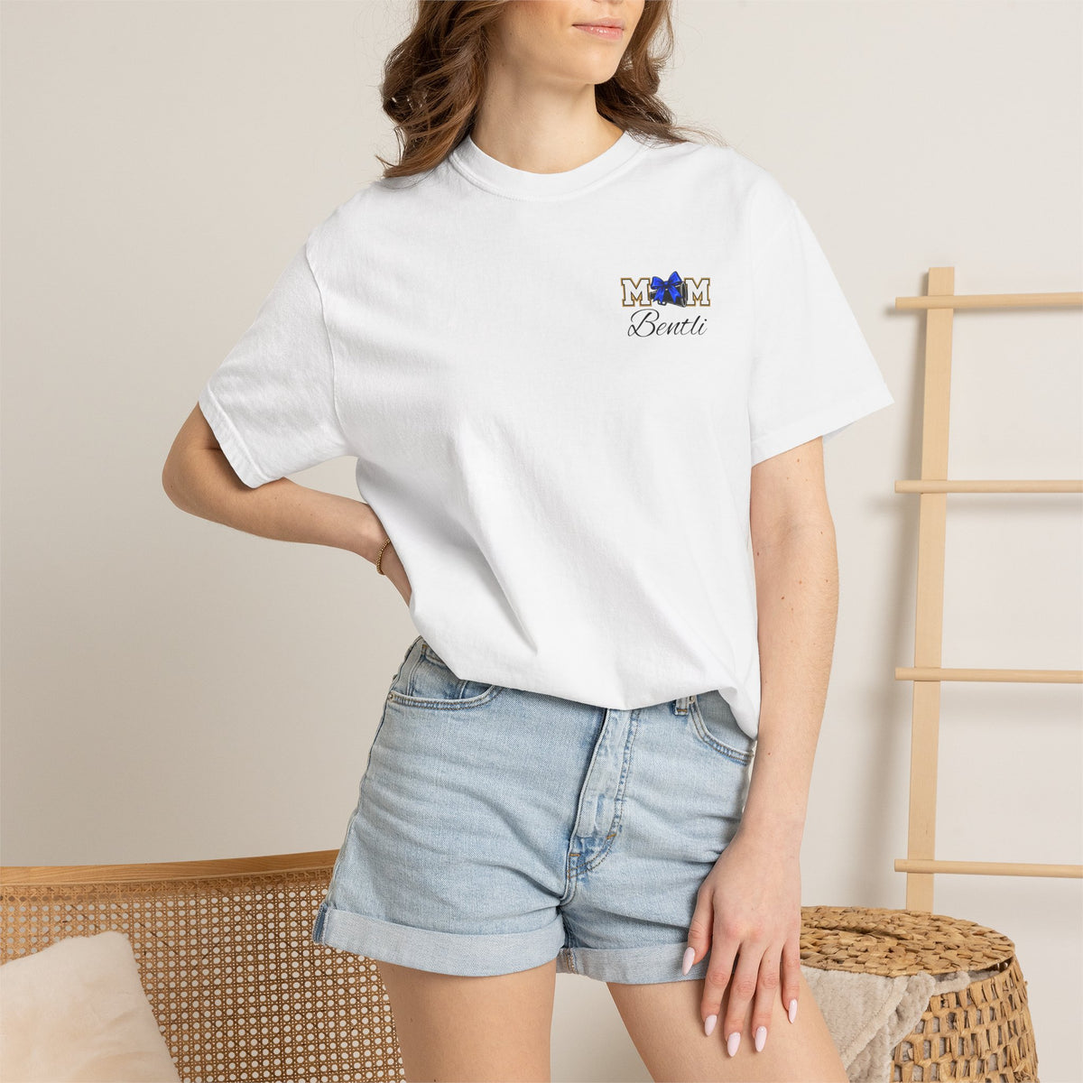 Cheer Mom T-Shirt — Cheerleading Mom Tee with Pom Poms & Megaphone Design