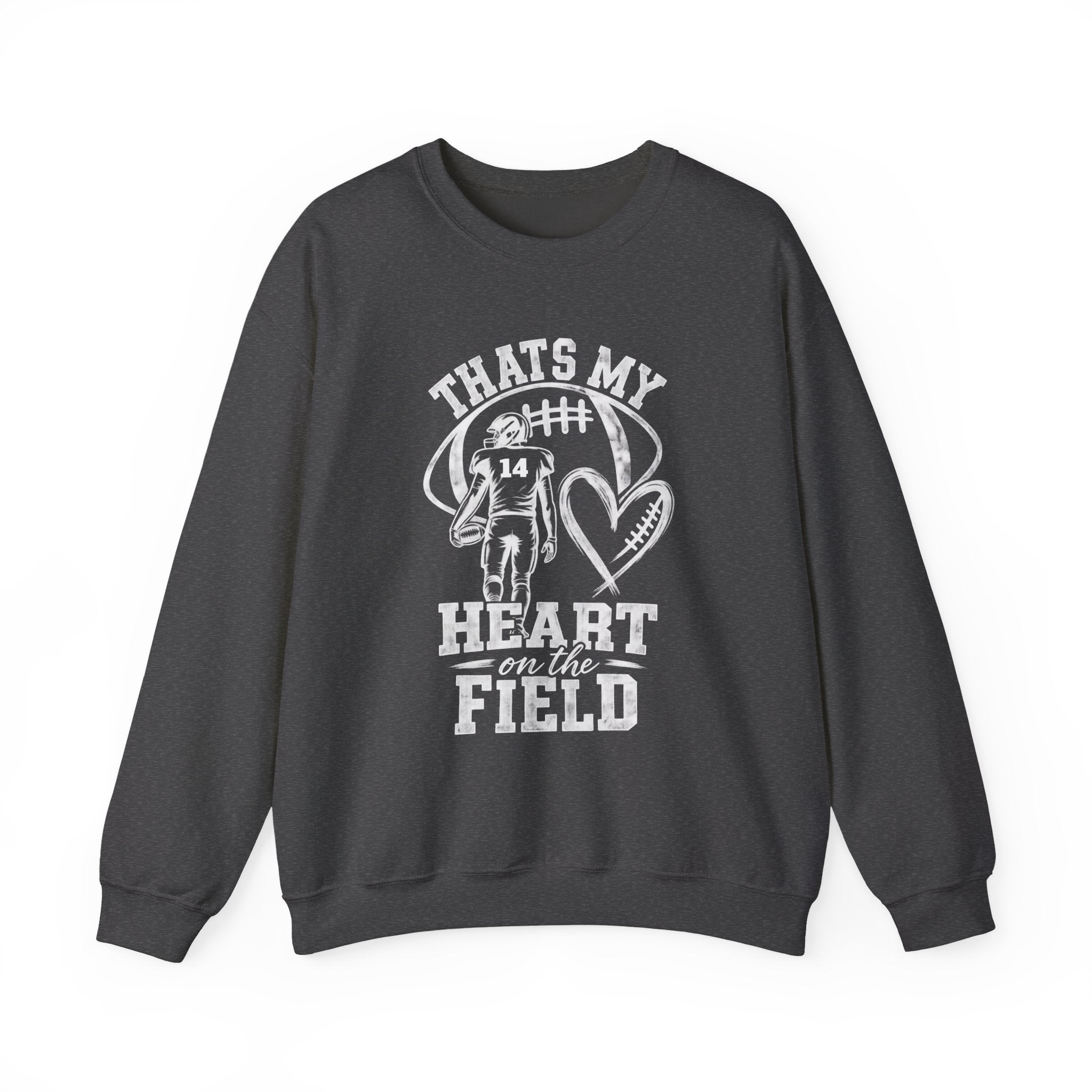 Personlizable Football Crewneck Sweatshirt - "That’s My Heart on the Field" Design