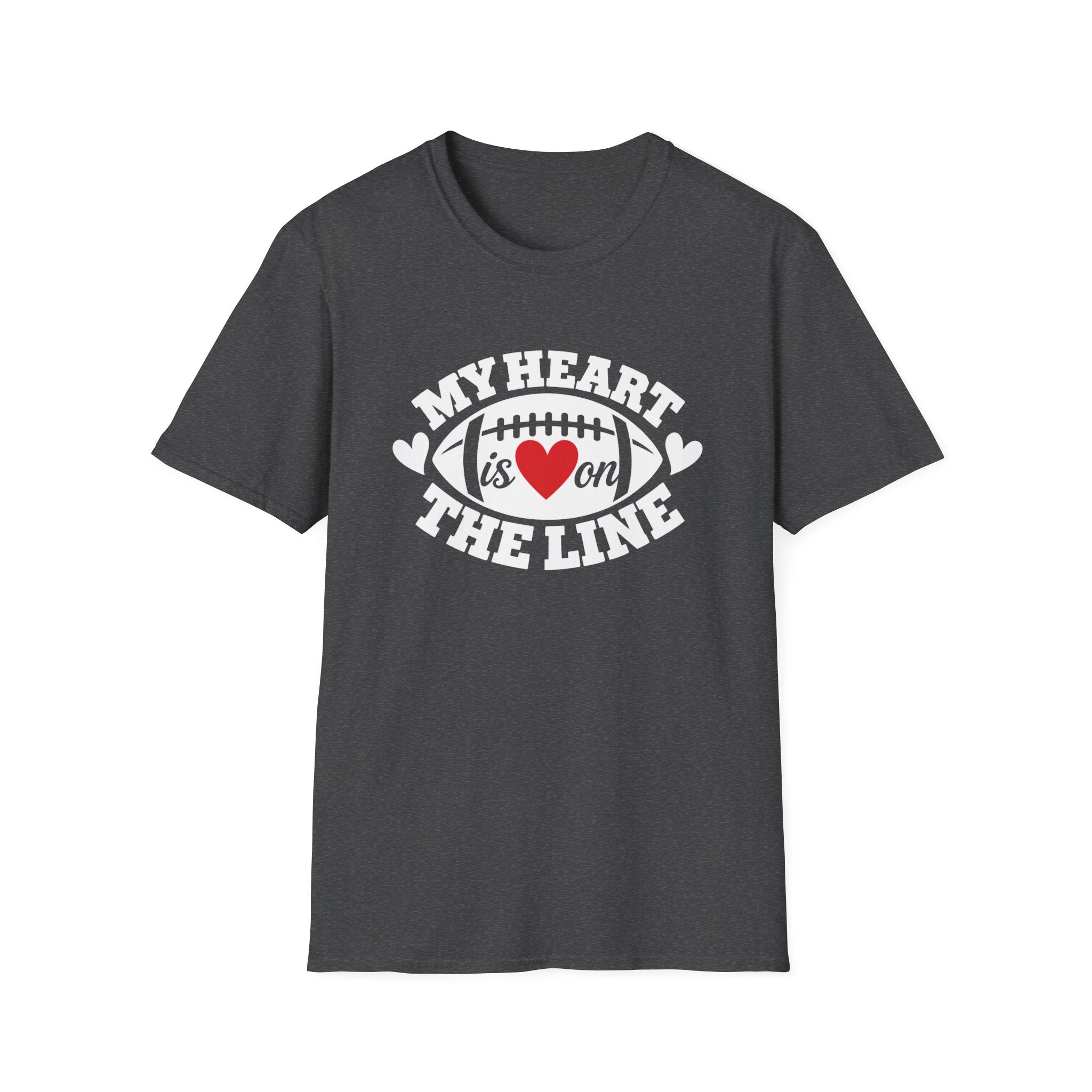 My Heart Is On The Line Football T-Shirt — Heart & Football Fan Tee