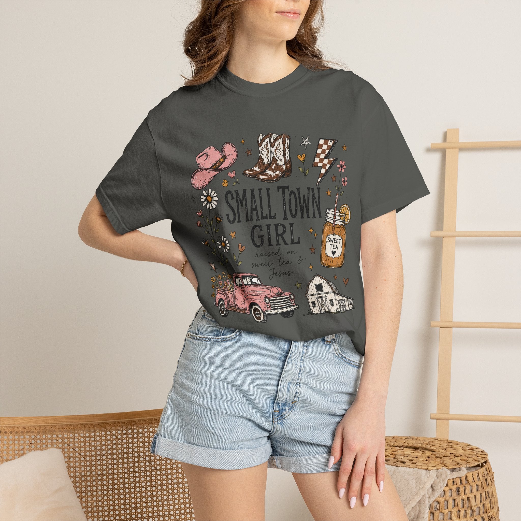 Small town girl , Jesus and sweet tea girl, comfort colors tee