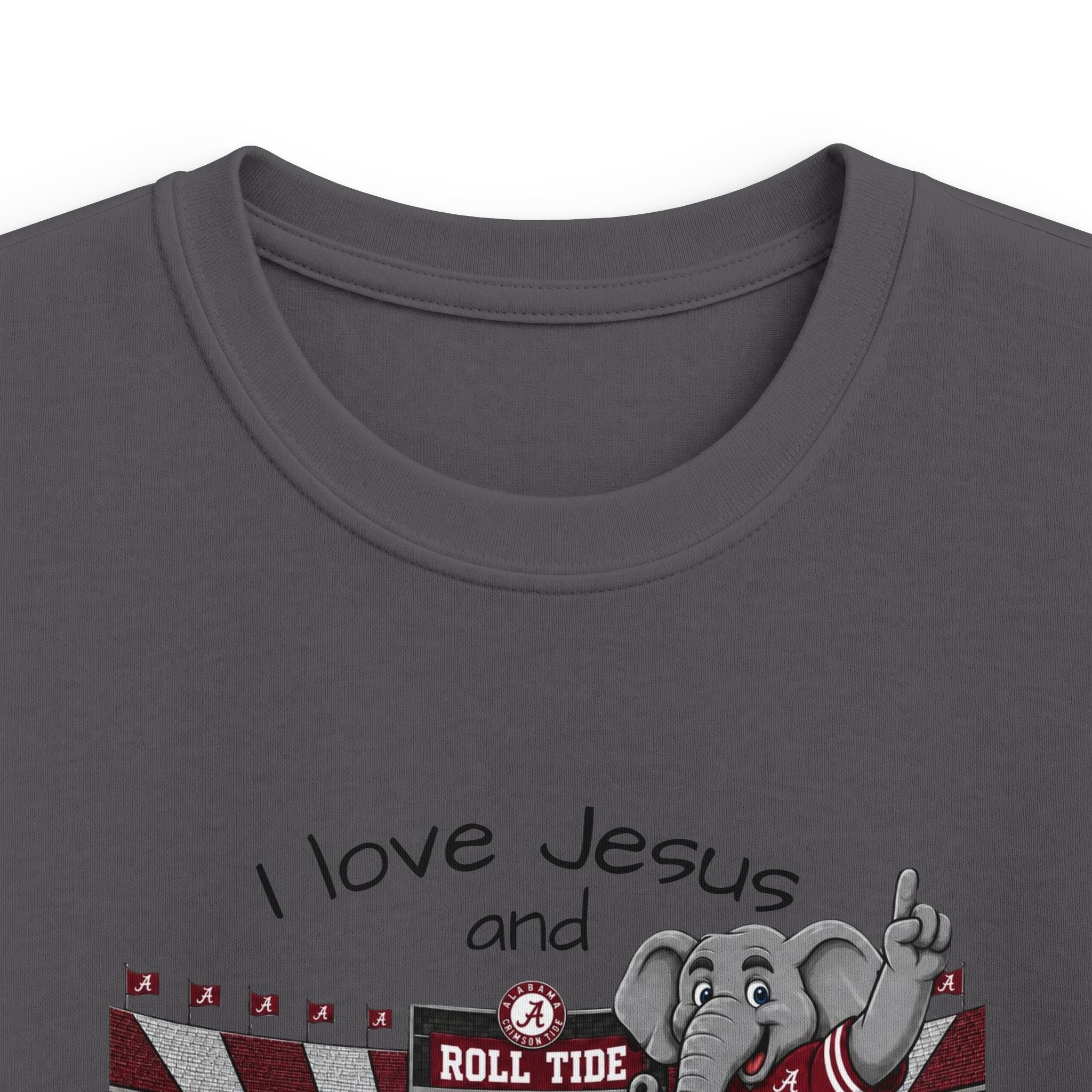 Kids T-Shirt - "I Love Jesus and Roll Tide" Football Mascot Tee