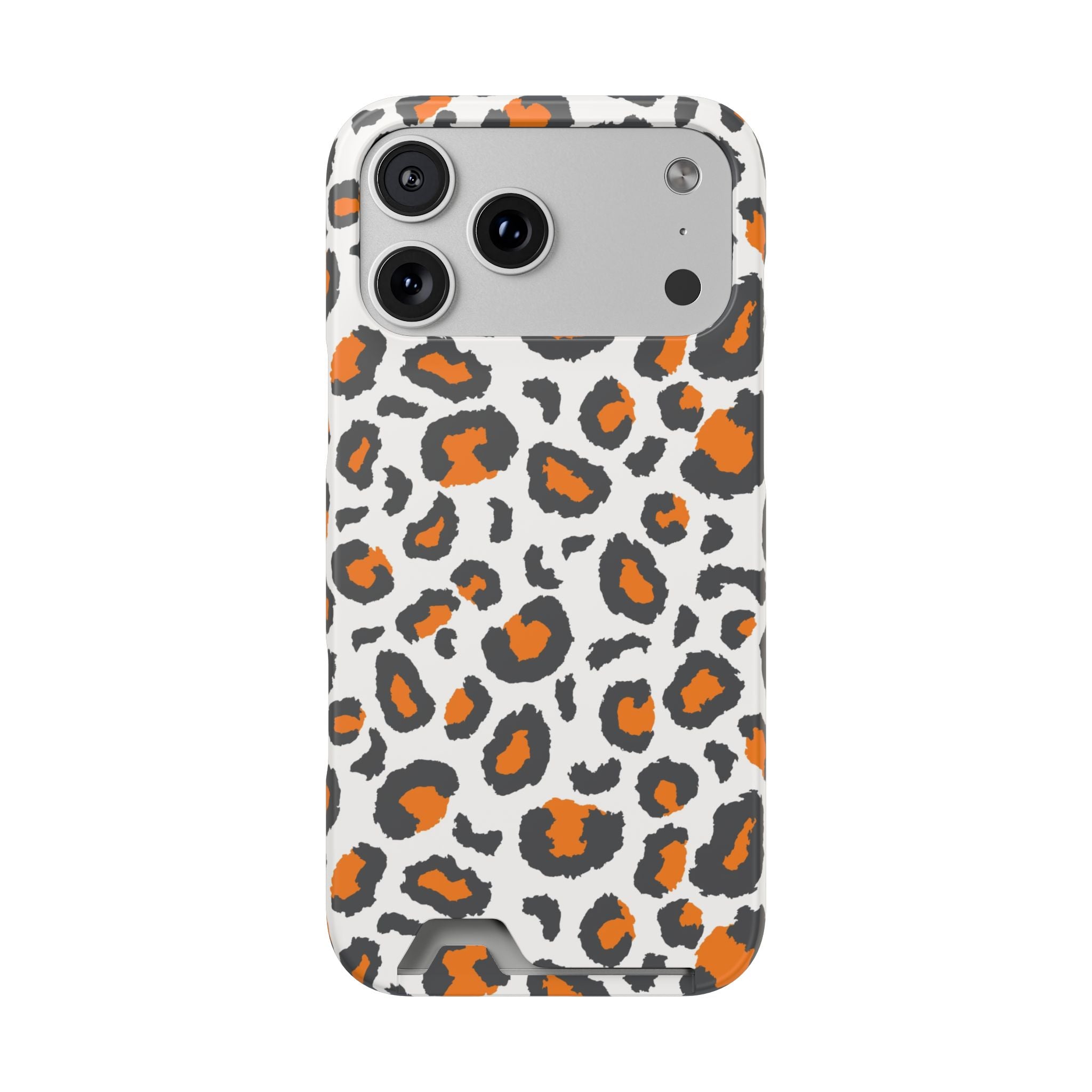 Orange white and grey cheetah print Phone Case With Card Holder, Tennessee Vols colors phone case