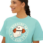 Women's Boxy Tee — Cute 'Working on My Boo-ty Ghost Weightlifting Fitness Shirt