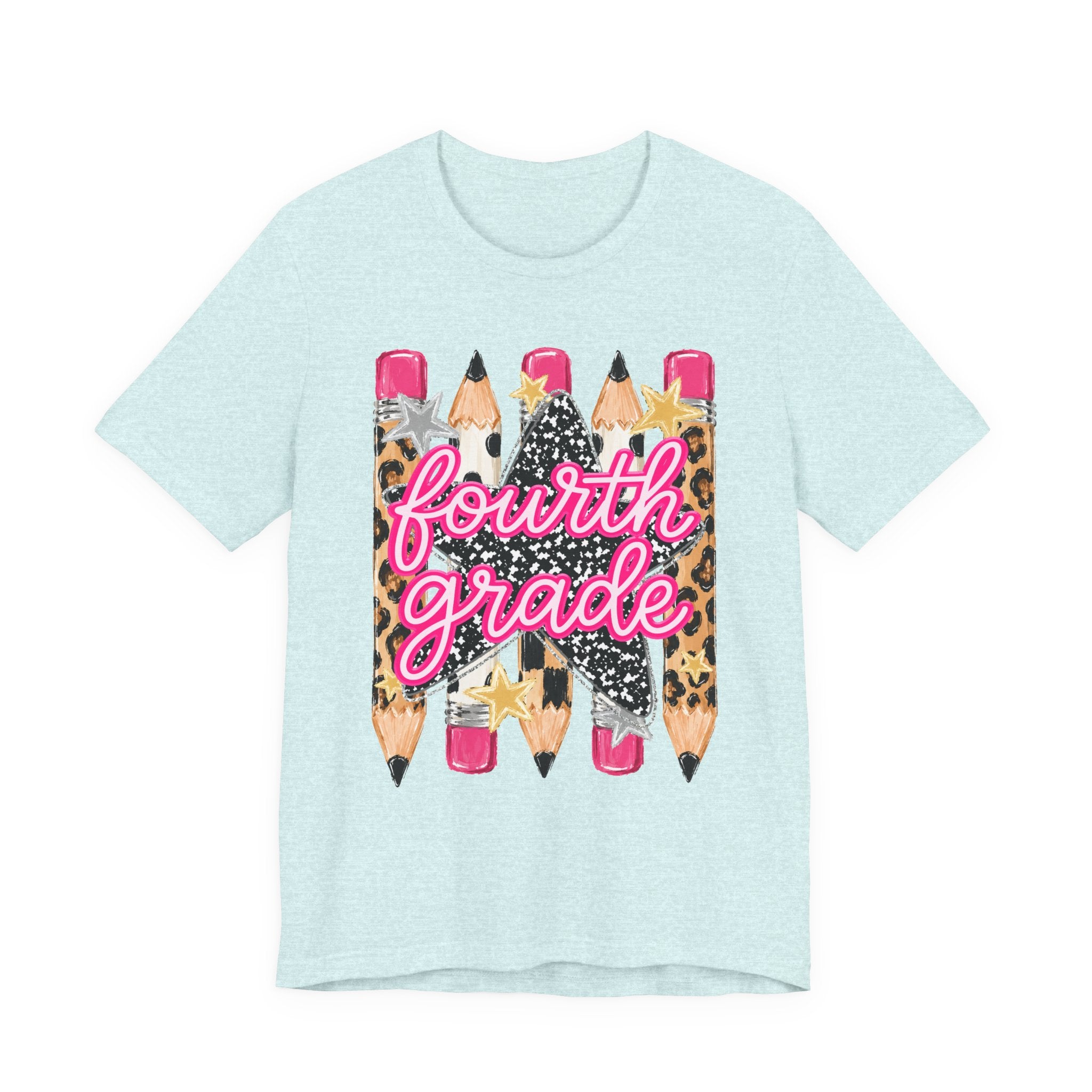 Fourth Grade Pencil Tee — Leopard & Glitter Back-to-School Shirt