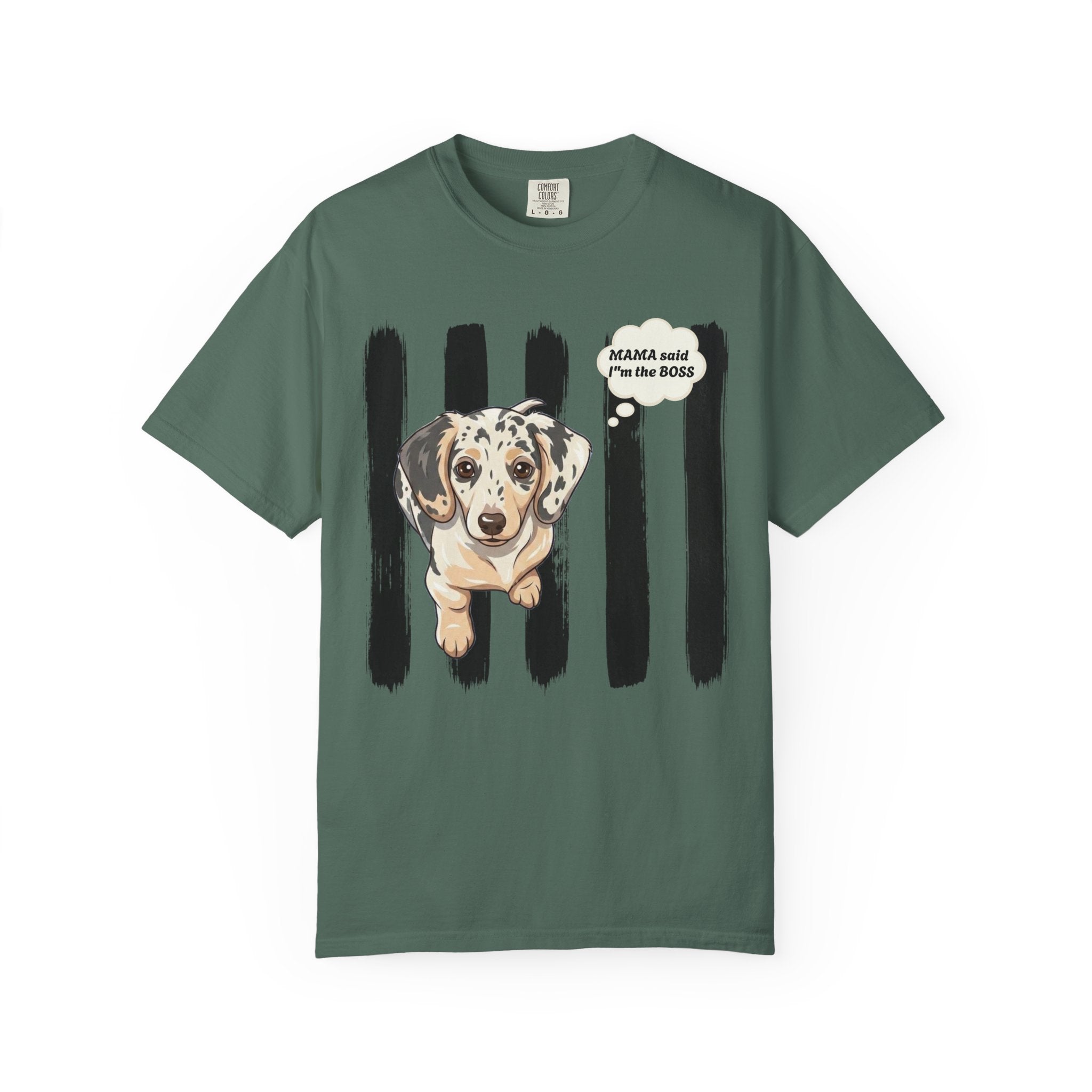 Comfort Colors “Mama Said I’m the Boss” Dachshund Shirt | Funny Dog Graphic Tee