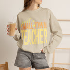 Small‑Town Teacher Sweatshirt | Cozy Crewneck for Educators | Distressed Yellow & Orange Lettering