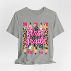 First Grade Pencils Leopard Print Kids Tee