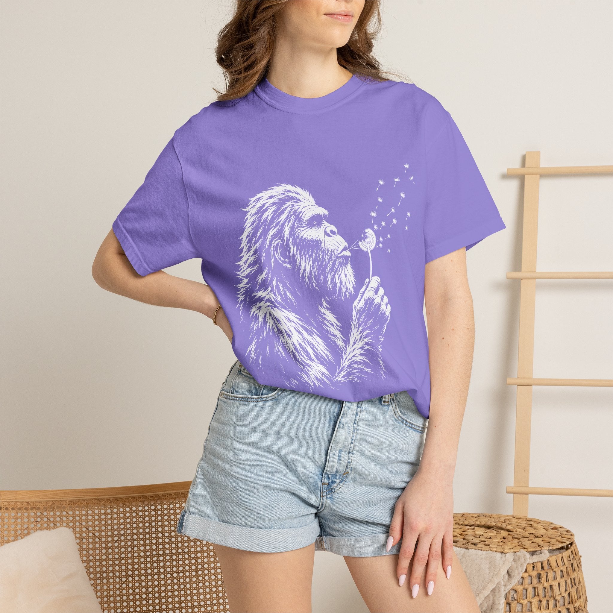Bigfoot Dandelion T-Shirt — Whimsical Sasquatch Graphic Tee