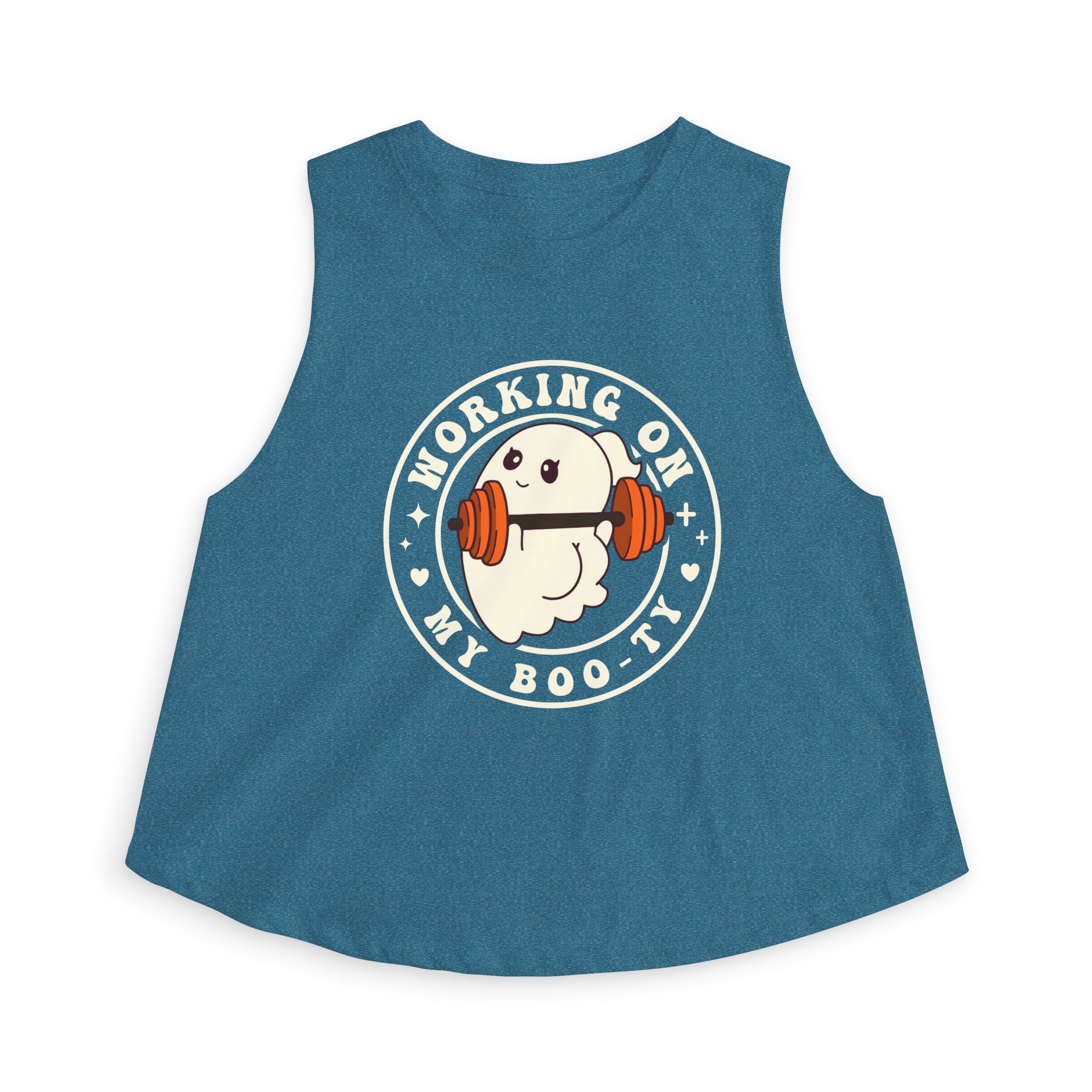 Crop Top — "Working On My Booty" Cute Ghost Weightlifting Fitness Tank