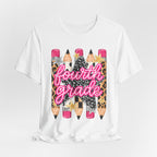Fourth Grade Pencil Tee — Leopard & Glitter Back-to-School Shirt
