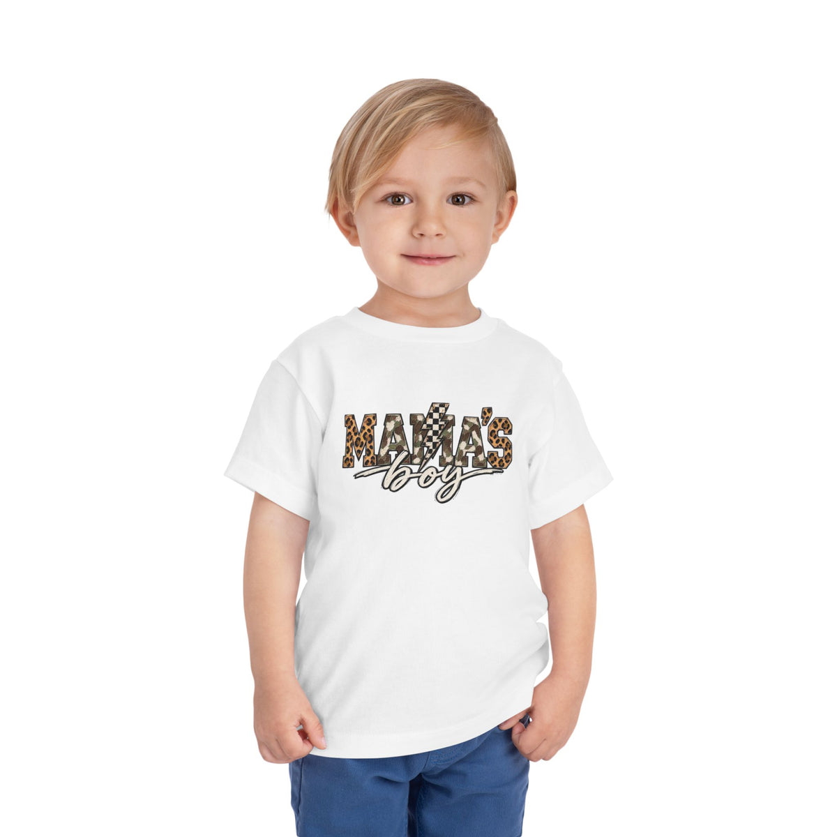 Mama's Boy Toddler matching Tee — Leopard Print Graphic Shirt for Baby Boys