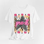 Pre-K Star Pencil T-Shirt — Cute Leopard School Teacher Tee