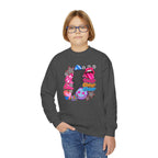 Youth Crewneck Sweatshirt - Retro Glam Lightning Bolt Graphic with 'Queen' Pop Art