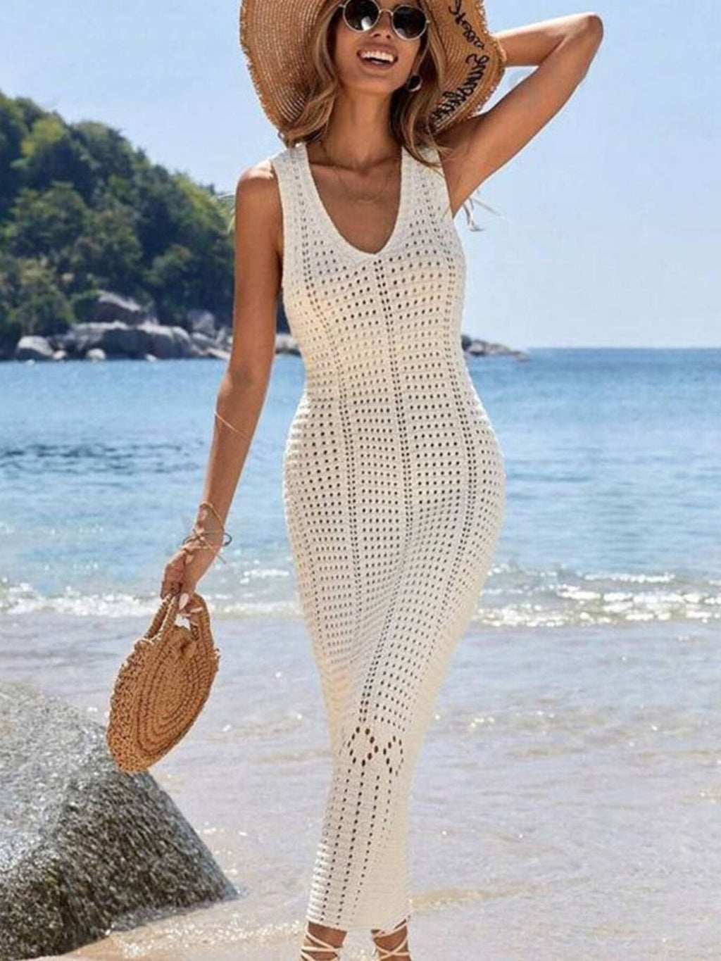 Sleeveless Crochet Knit Dress