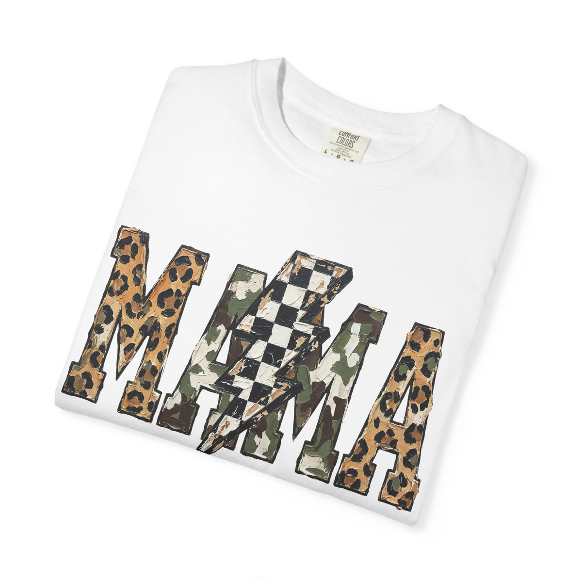 MAMA Lightning Bolt Leopard Check T-Shirt | Mama Tee