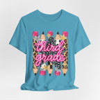 Third Grade Pencils T‑Shirt — Leopard & Glitter Back-to-School Tee