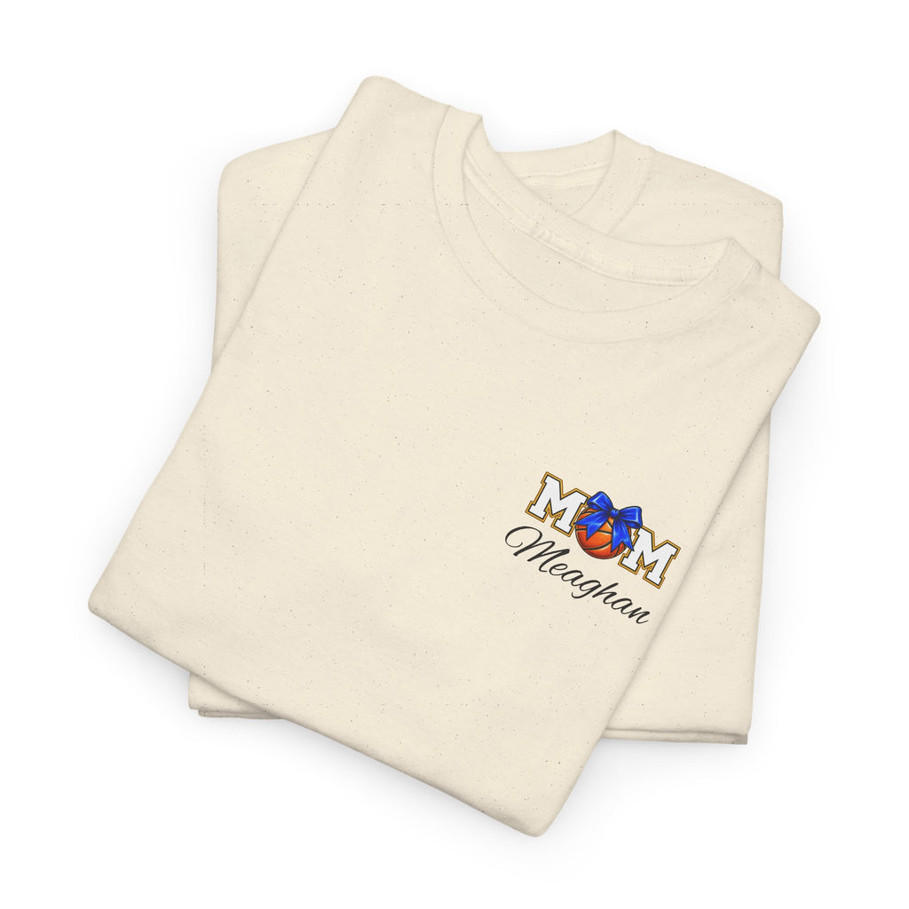 Basketball Mom T-Shirt — 'MOM' Lettering with Hoop, Ball & #1 Foam Finger Design