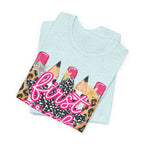 First Grade Pencils Leopard Print Kids Tee