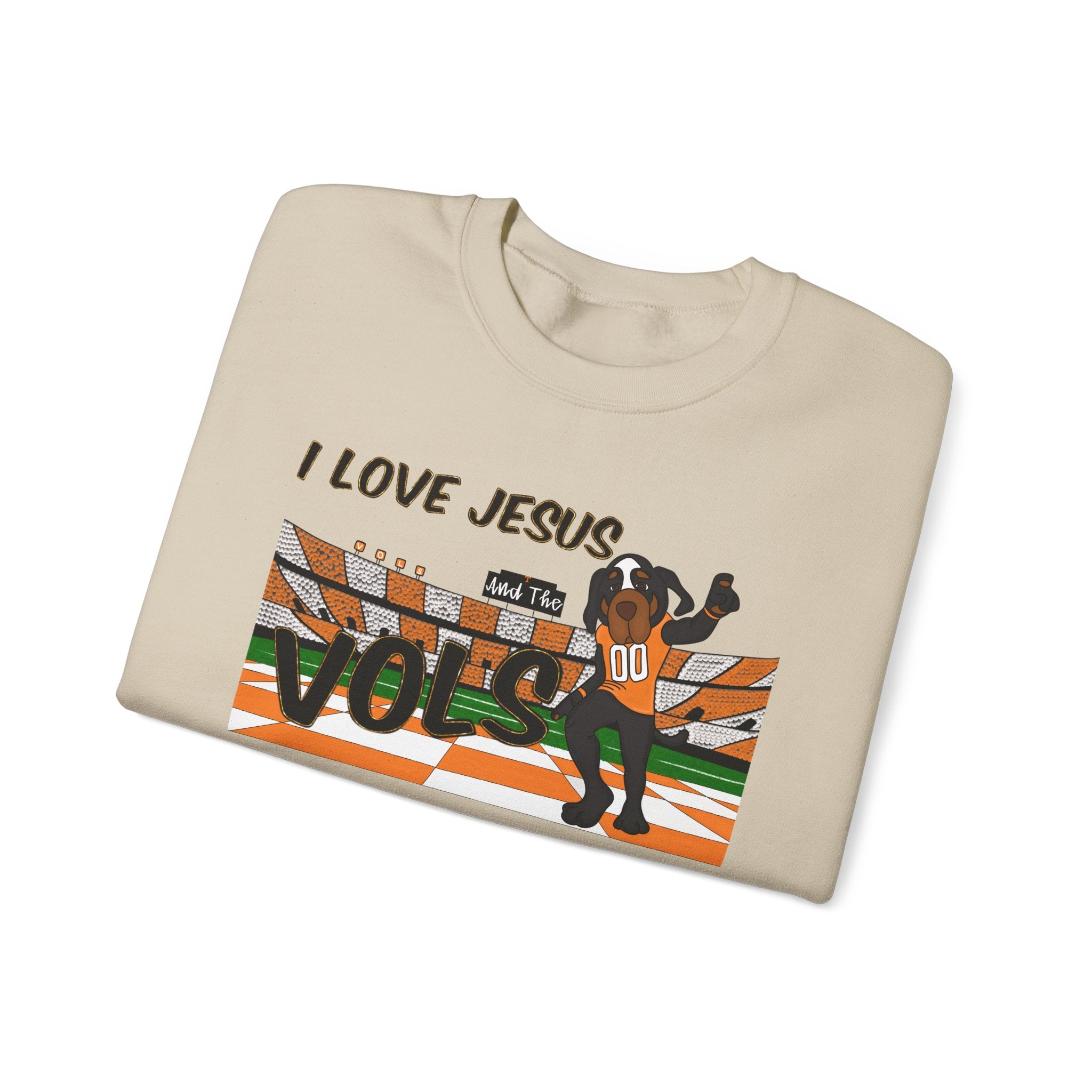 I Love Jesus and Tennessee Vols football, Crewneck Sweatshirt | Christian Faith Graphic
