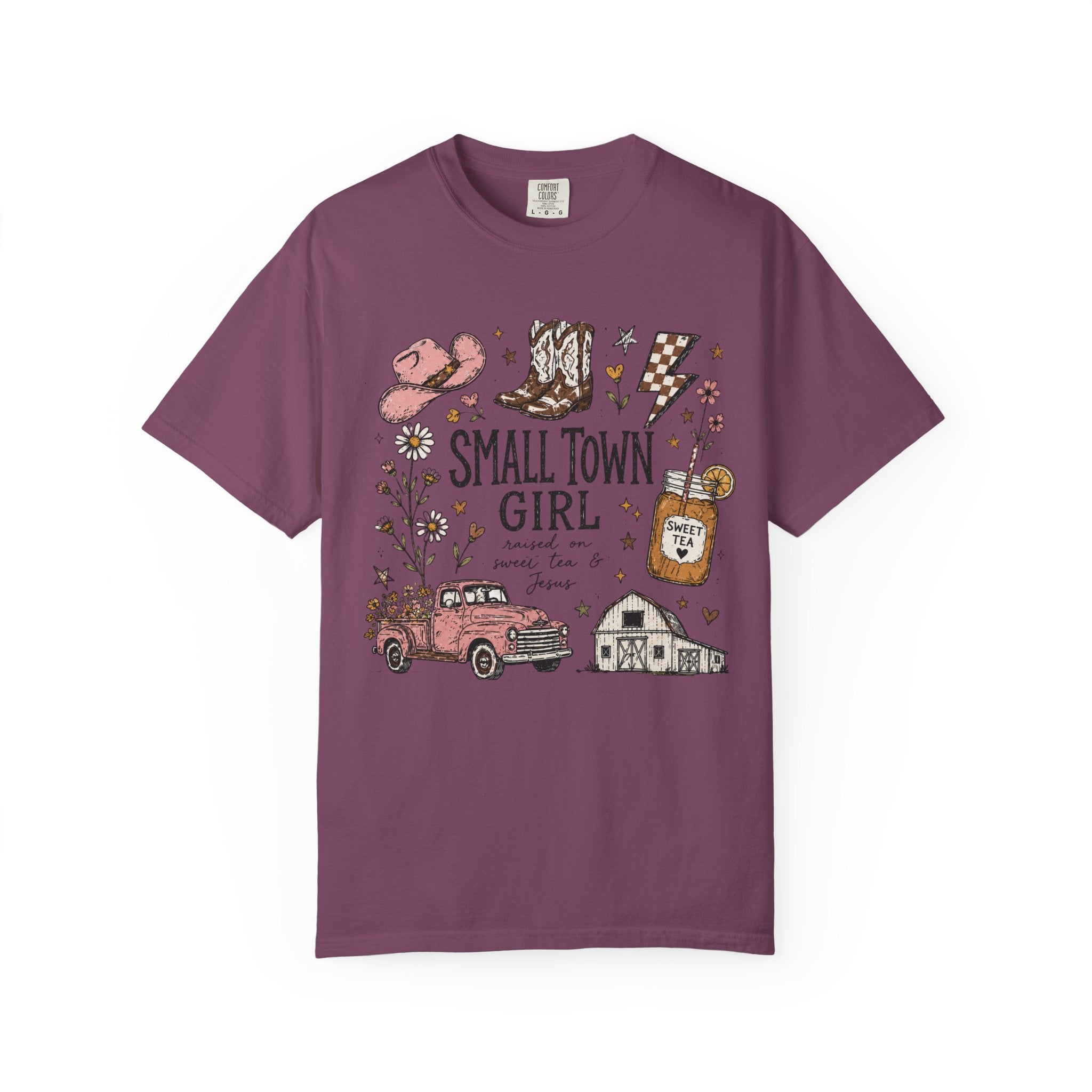 Small town girl , Jesus and sweet tea girl, comfort colors tee