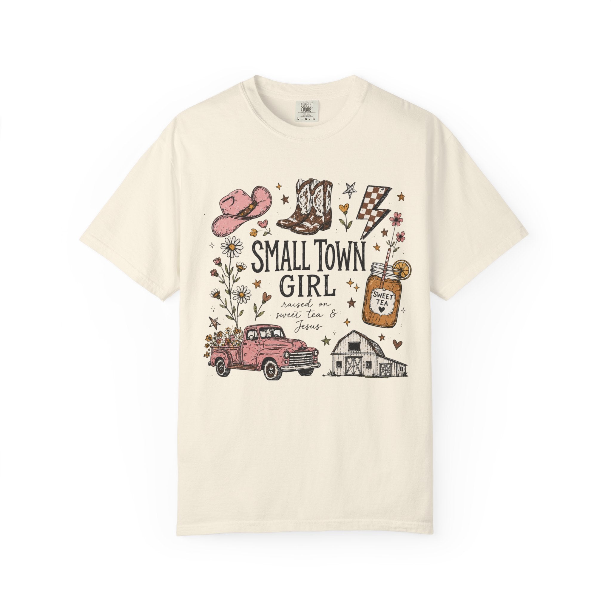 Small town girl , Jesus and sweet tea girl, comfort colors tee