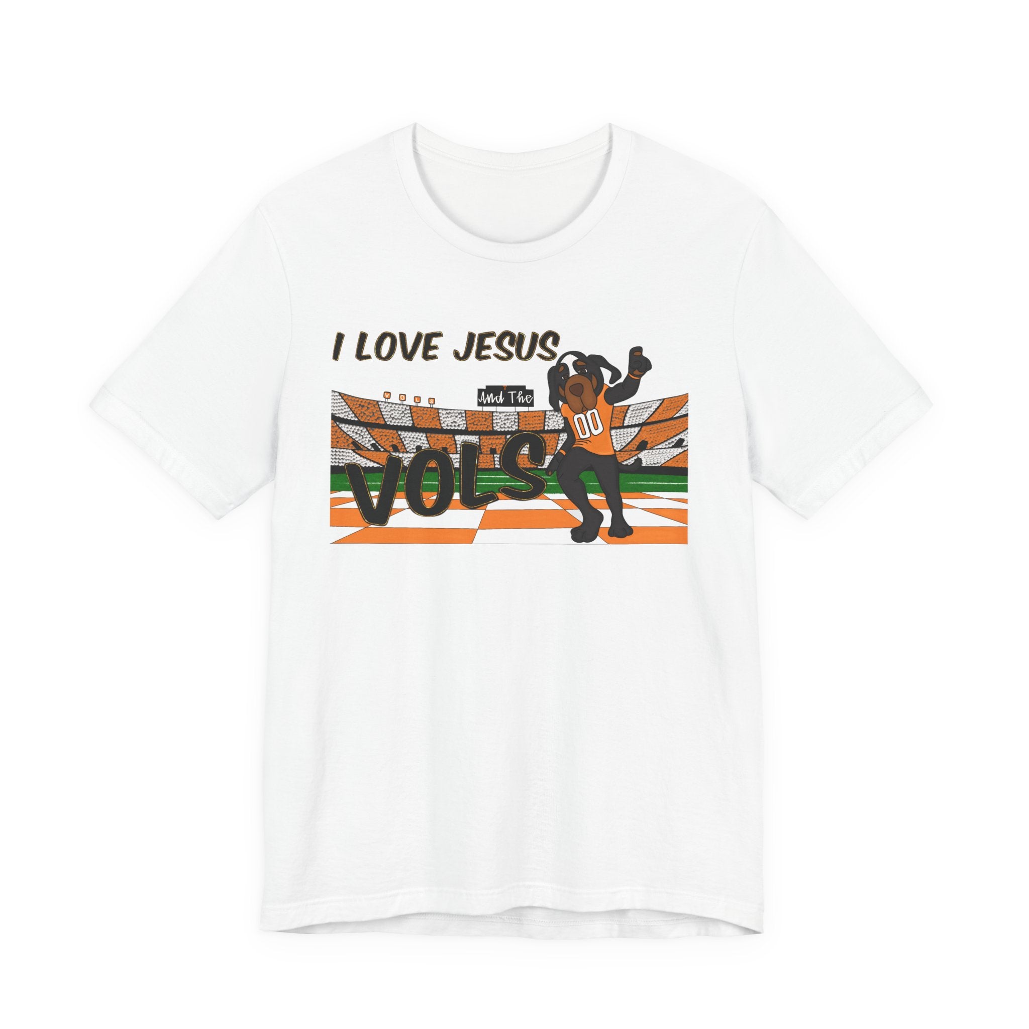 I Love Jesus Vols T-Shirt | Football  TN Stadium Graphic Tee, Orange and White Tennessee Vols