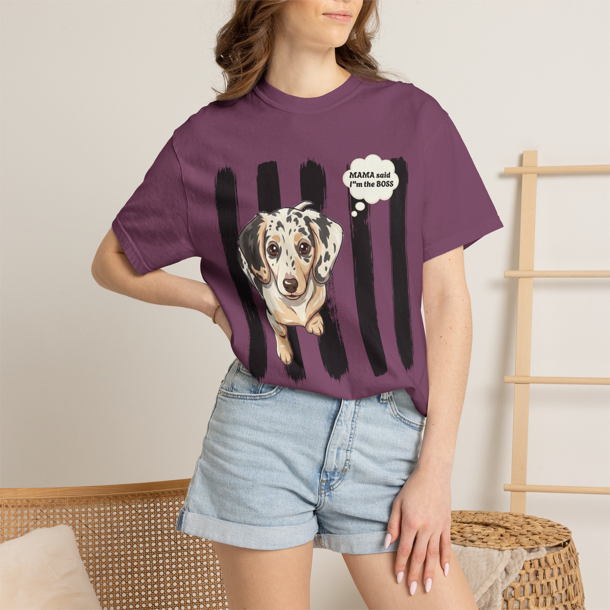 Comfort Colors “Mama Said I’m the Boss” Dachshund Shirt | Funny Dog Graphic Tee