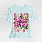 Third Grade Pencils T‑Shirt — Leopard & Glitter Back-to-School Tee